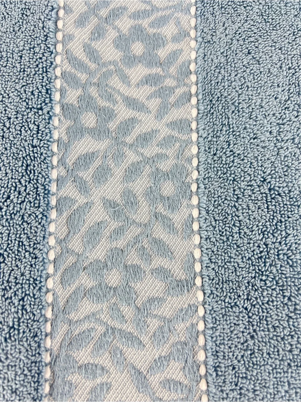 Laura Ashley Bath Towel Set MILLIE Blue with Leaf Trim 100% Cotton 2 Pc NEW